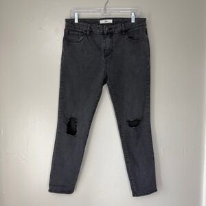 Vans Womens Skinny Jeans Faded Black Distressed Ripped Knee Skater Denim 11/30